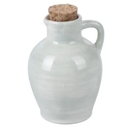 Anfora mini oliera in ceramica tappo in sughero, verde salvia, 4 Toni