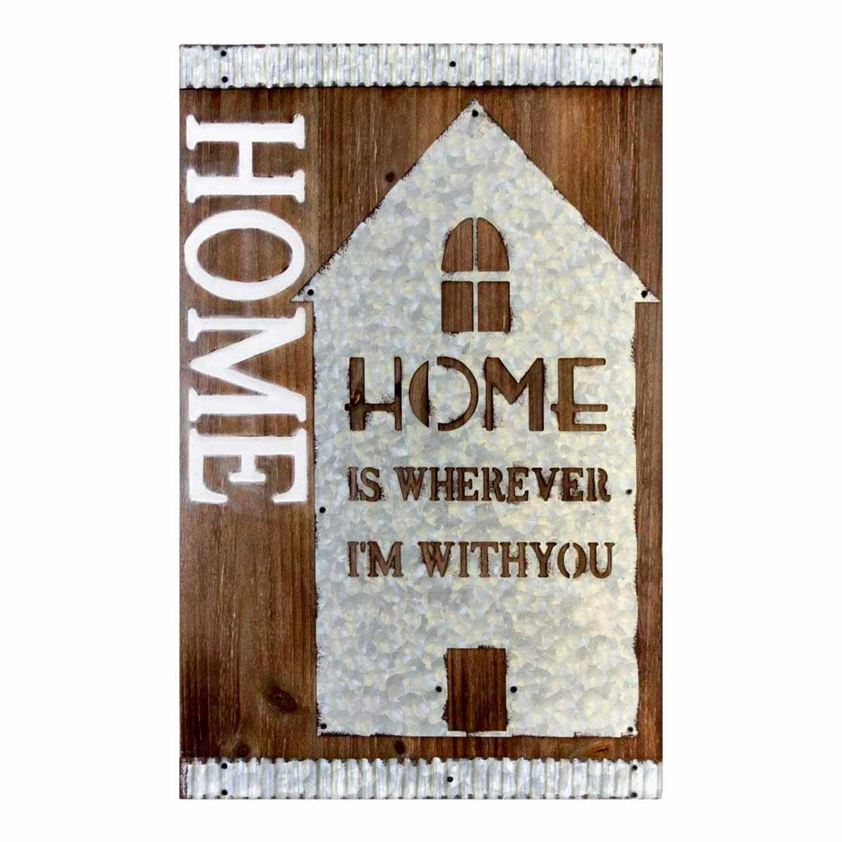 Quadro Pannello Legno Metallo home cm.40x60