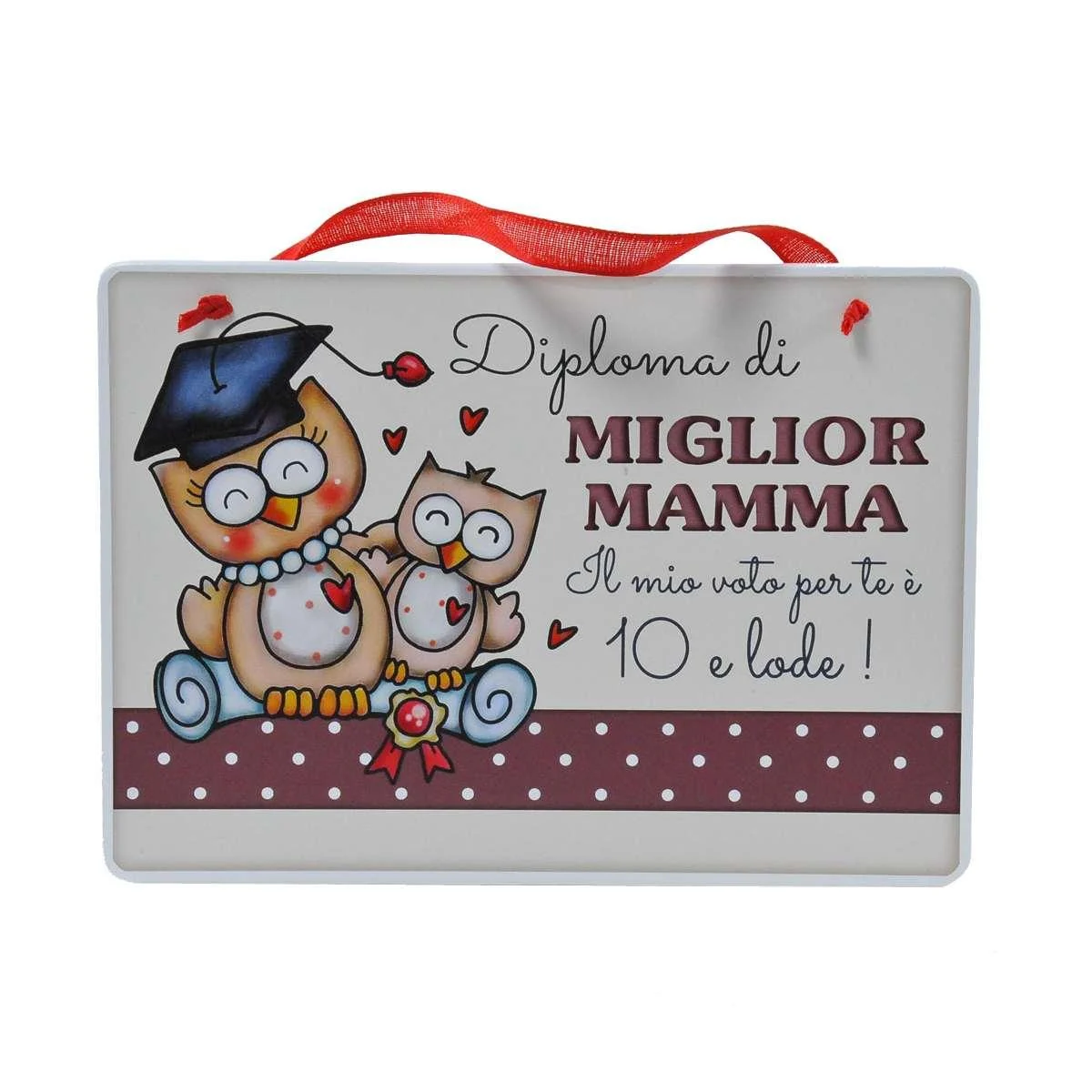 Targa Legno Dedica Mamma cm.17x12x0,4