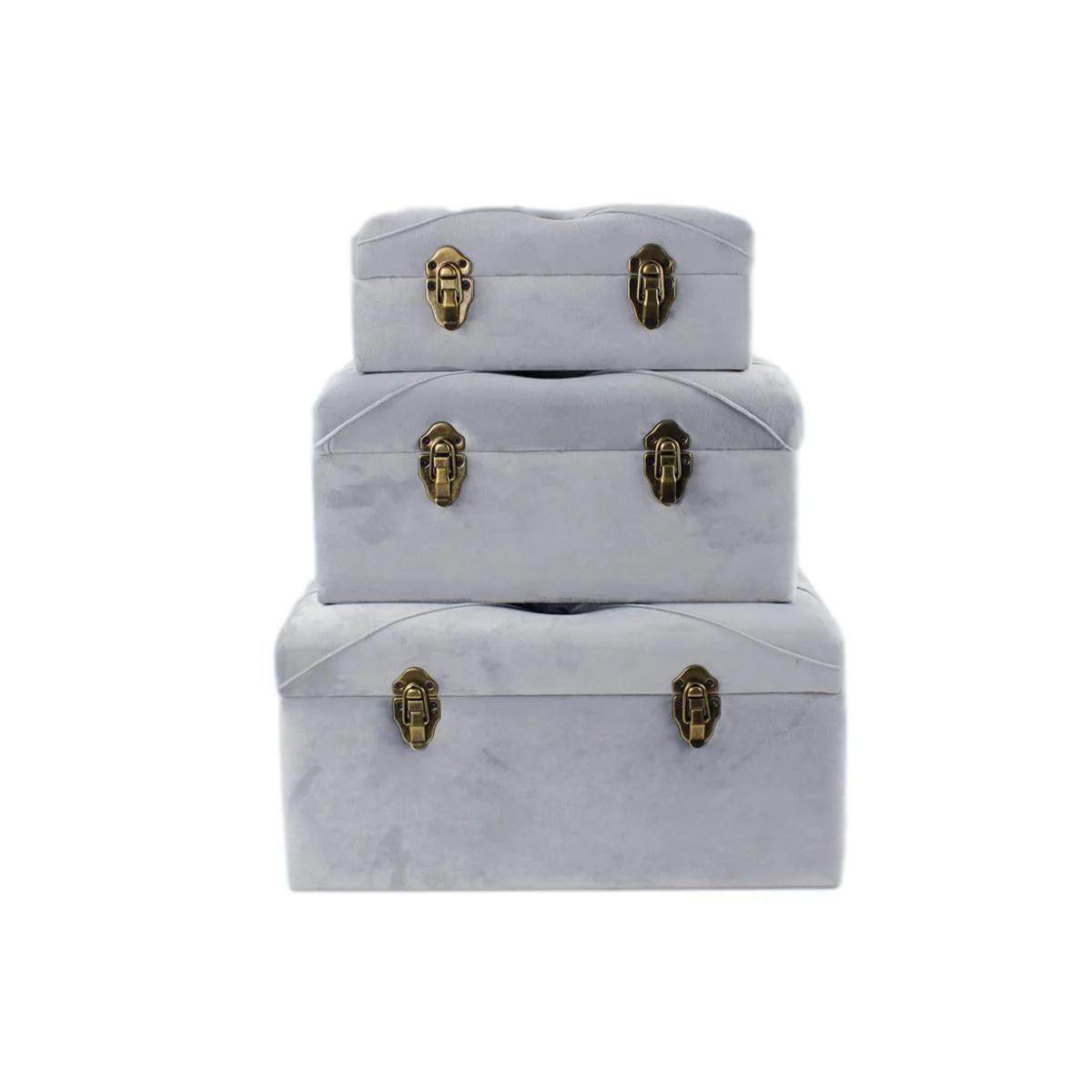 Baule Legno Velluto Grigio cm.32x17x11
