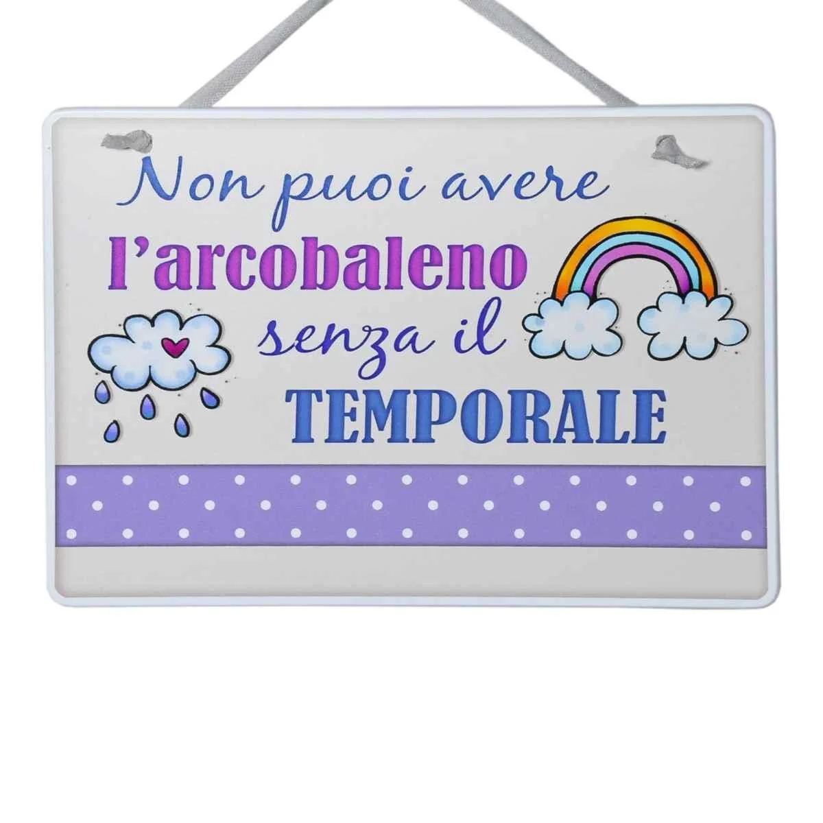 Targa Natalizia Legno Rettangolare con Frase cm.17x12