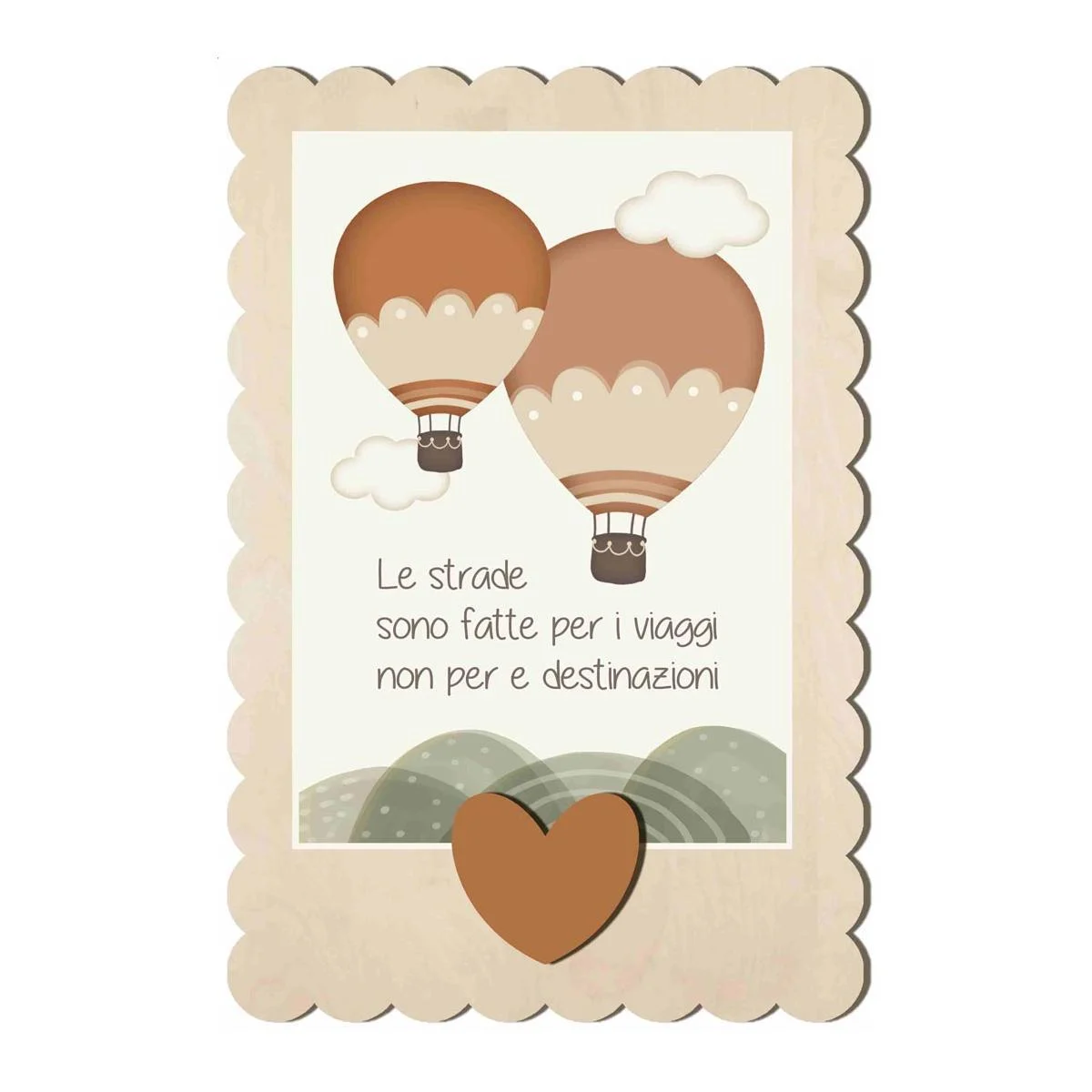 Targa Natalizia Legno Rettangolare con Frase cm.16x24