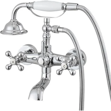VEVOR Rubinetto per Vasca da Bagno, con Piedini a Zampa di Leone, Montaggio a Parete con Doccetta, con Bracci Girevoli Regolabili e Beccuccio Girevole, Set di Riempimento, Cromato Lucido