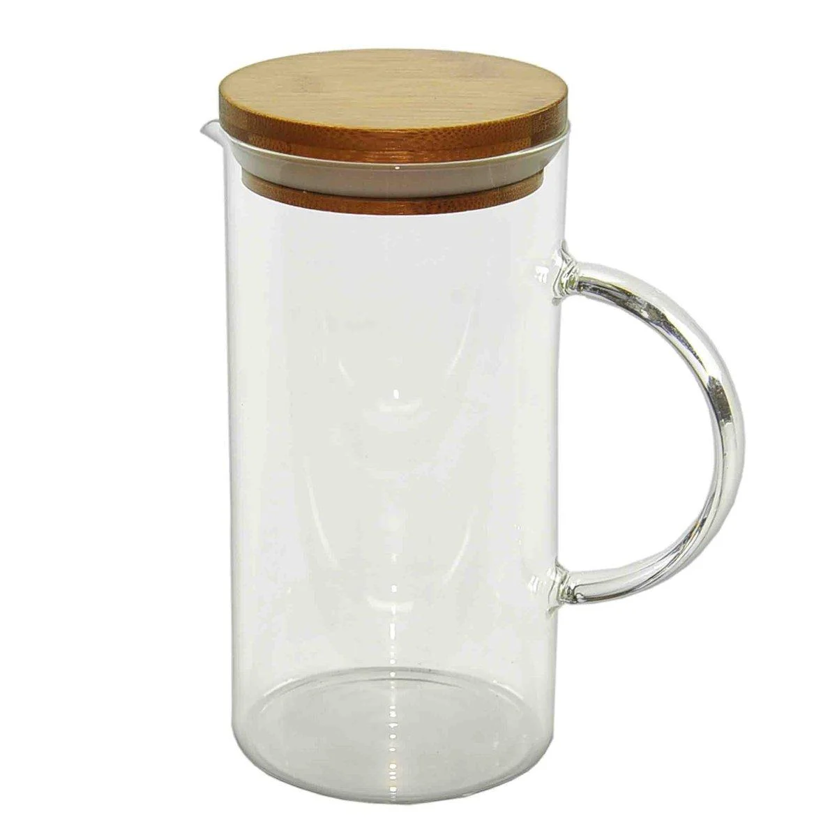 Caraffa Vetro con Manico Coperchio Legno Lt.1