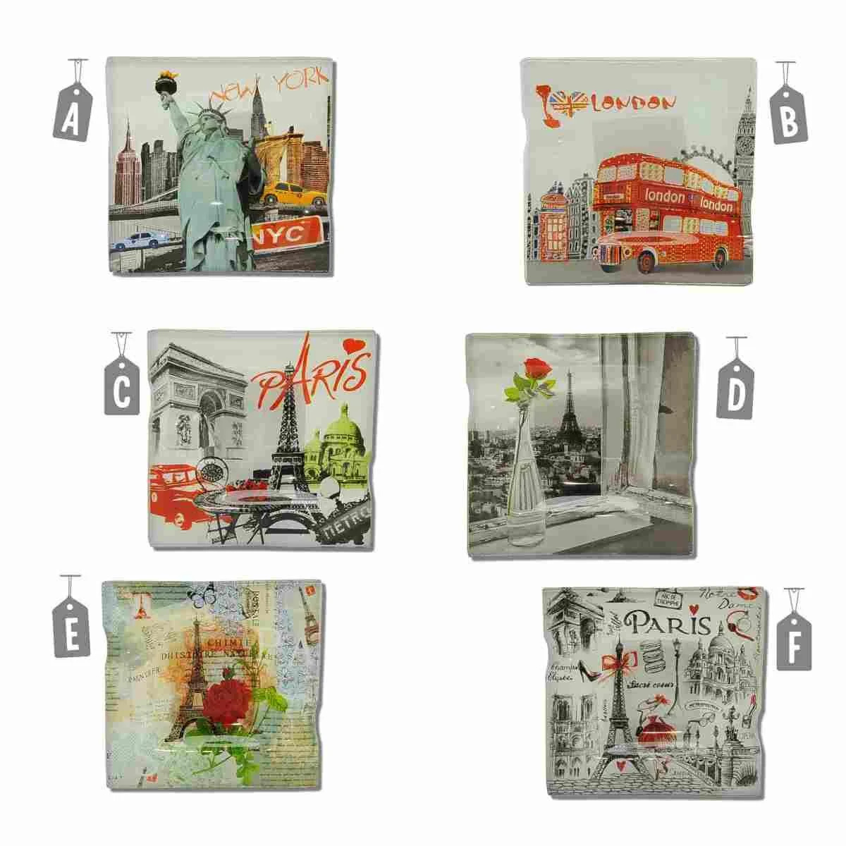 Posacenere Vetro Città cm.12x12 6 Modelli