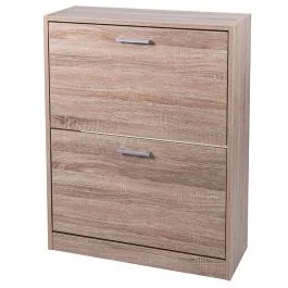 Scarpiera 2 ante a ribalta 63x24xh.80 cm, colore rovere, Sibilla