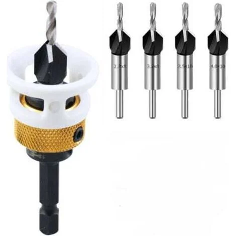 [NON UTILIZZATO] Set di punte per smussatura, 6 pezzi, fresa per legno con fermo di profondità e gambo esagonale da 6,25 mm, punta da trapano con testa svasata per la lavorazione del legno.