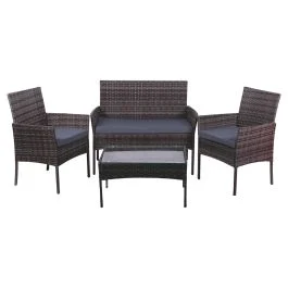 Set giardino 4 posti effetto rattan, antracite, Rodi Esté