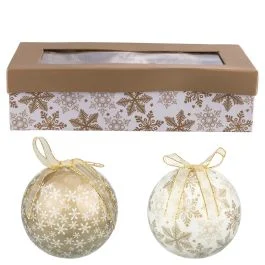 Set 7 palle natalizie con fiocco, oro, Santa's House