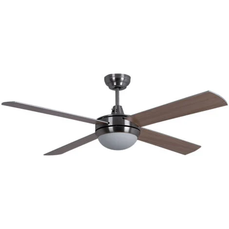 Ventilatore da soffitto Ventilatore con telecomando Ventilatore per sala da pranzo Cooler in vetro opalino, MDF, argento, timer a 3 velocità, 2x presa E27, P 132 cm