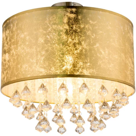 Lampada da soffitto Sleep Guest Room Paralume in tessuto Lampadario in cristallo Leaf Gold Design Globo 15187D3S
