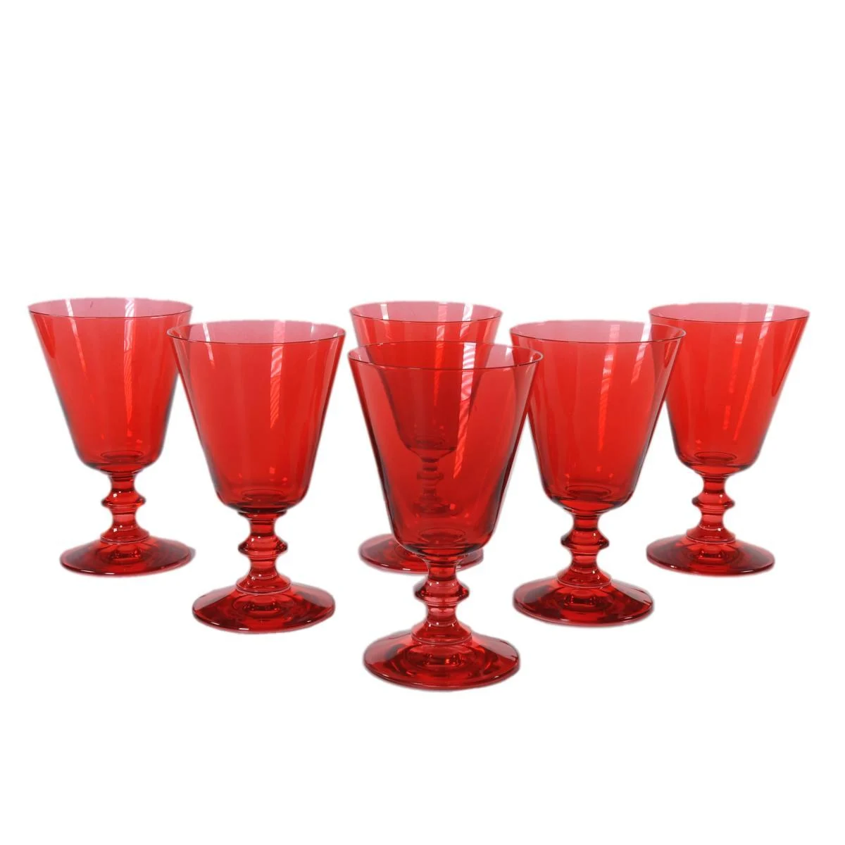 Bicchieri Vetro Set pz.6 Calice France Rosso ml.240