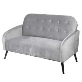Divano 2 posti design vintage, grigio chiaro, Sibilla