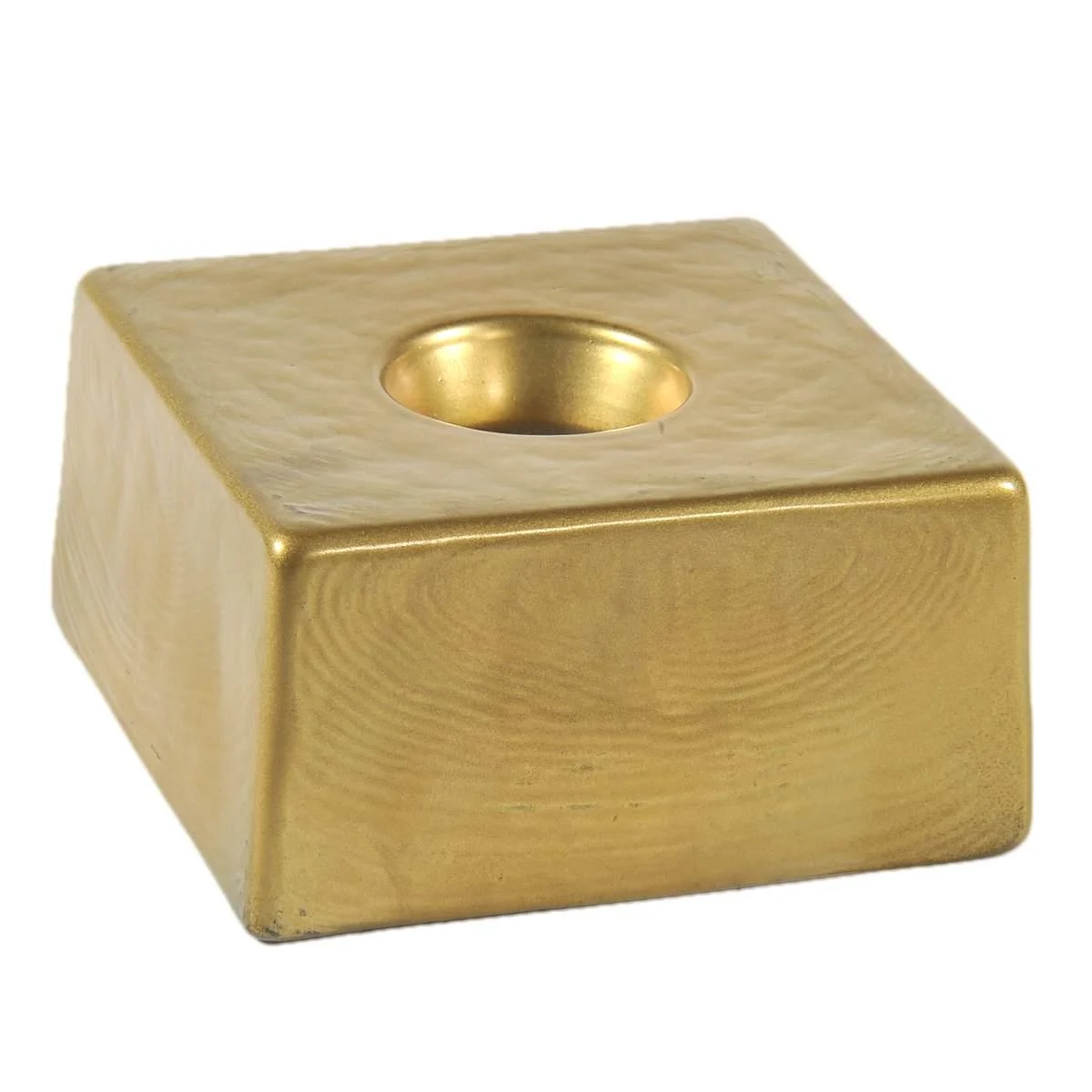 Portacandela Vetro Oro cm.7,8x7,8x2,8