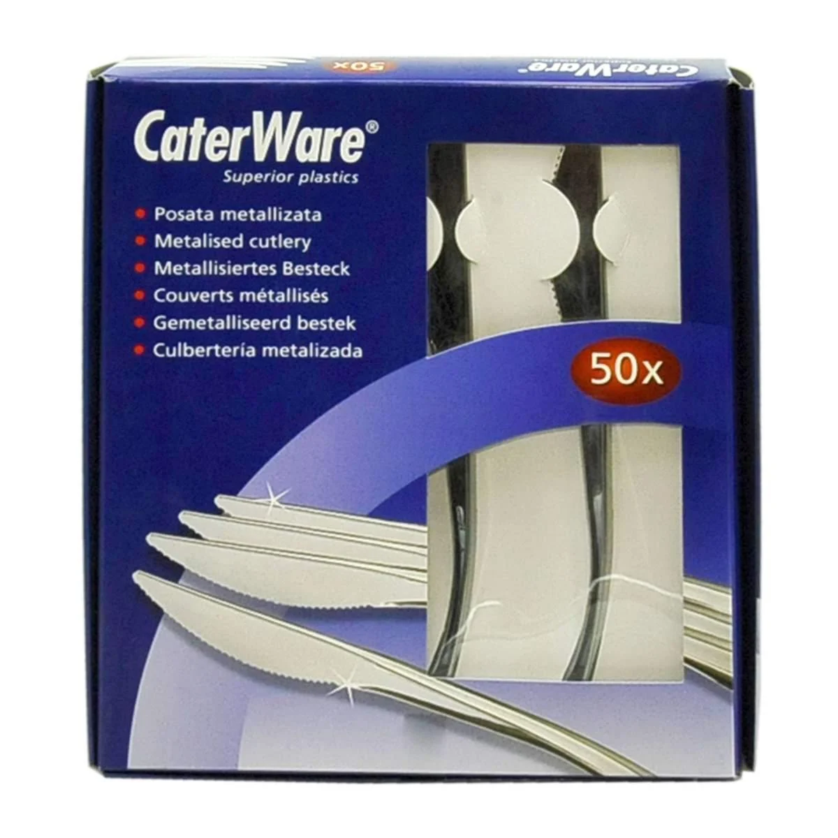 Posate party coltello pvc metal cater 50 pz