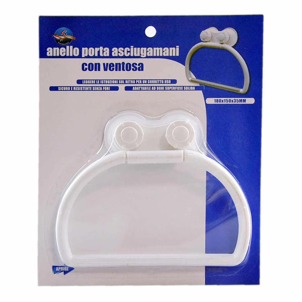 Porta Asciugamani PVC Bianco con 2 Ventose