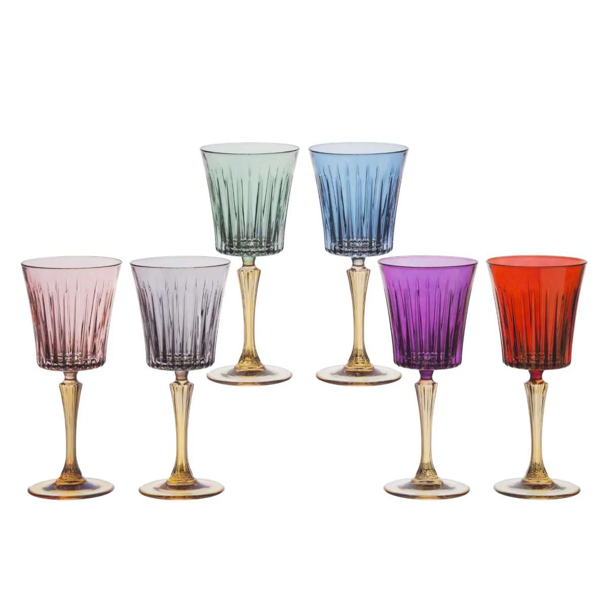 Bicchieri Vetro Set pz.6 Acqua Arlecchino Bicolore cl.21