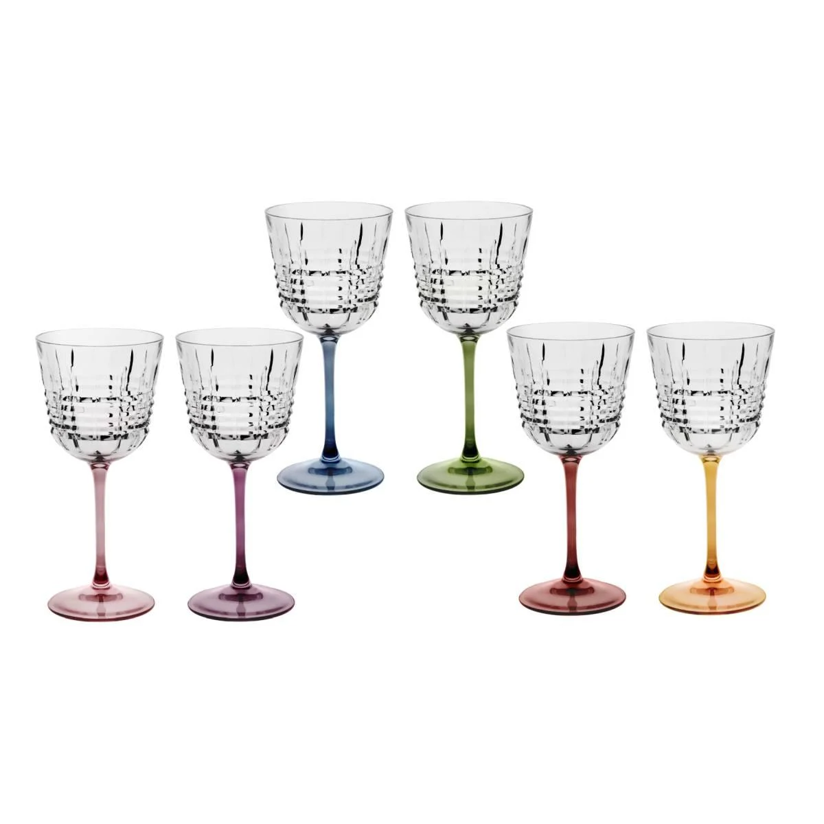 Bicchieri Vetro Set pz.6 Vino Incontro Bicolore cl.19,5