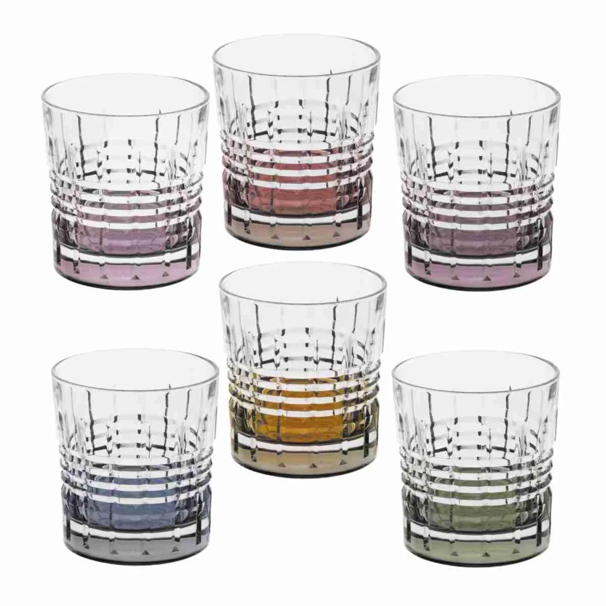 Bicchieri Vetro Set pz.6 Acqua Incontro Bicolore cl.9,5