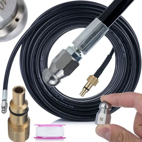 Tubo Alta Pressione 20m con Ugello Sostitutivo – Compatibile con Idropulitrici Lavor – Pressione Max 200 Bar, Filettatura 1/4"