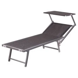 Lettino mare con parasole, richiudibile, silver mélange, Riccione Esté