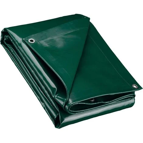 Wiltec Telone occhiellato verde 3 x 6 m resistente alle intemperie e a raggi UV, impermeabile, robusto telo di protezione in poliestere 650 g/m² con rivestimento in PVC