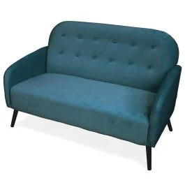Divano 2 posti design vintage, ottanio, Sibilla