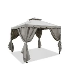 Gazebo idrorepellente 3x3 m con tende laterali, tortora, Tangeri Esté
