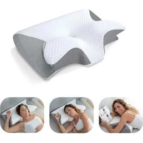 Cuscino cervicale in memory foam - Supporto cervicale ergonomico sagomato, ortopedico 2 in 1