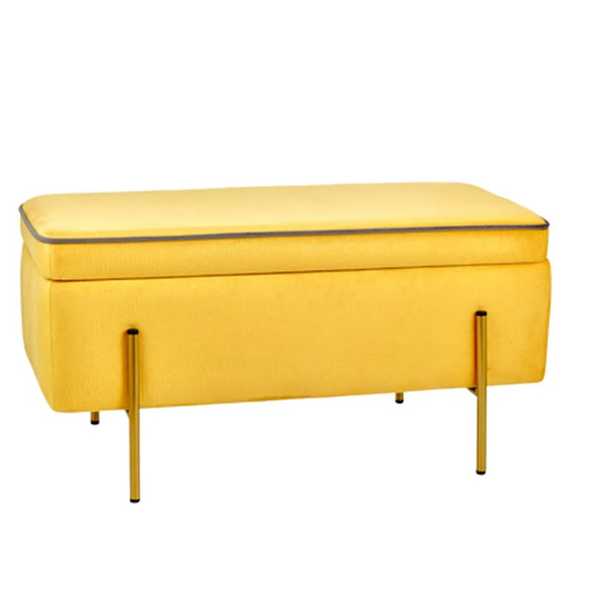 Pouf Velluto Rettangolare Giallo Apribile cm.80x40x41