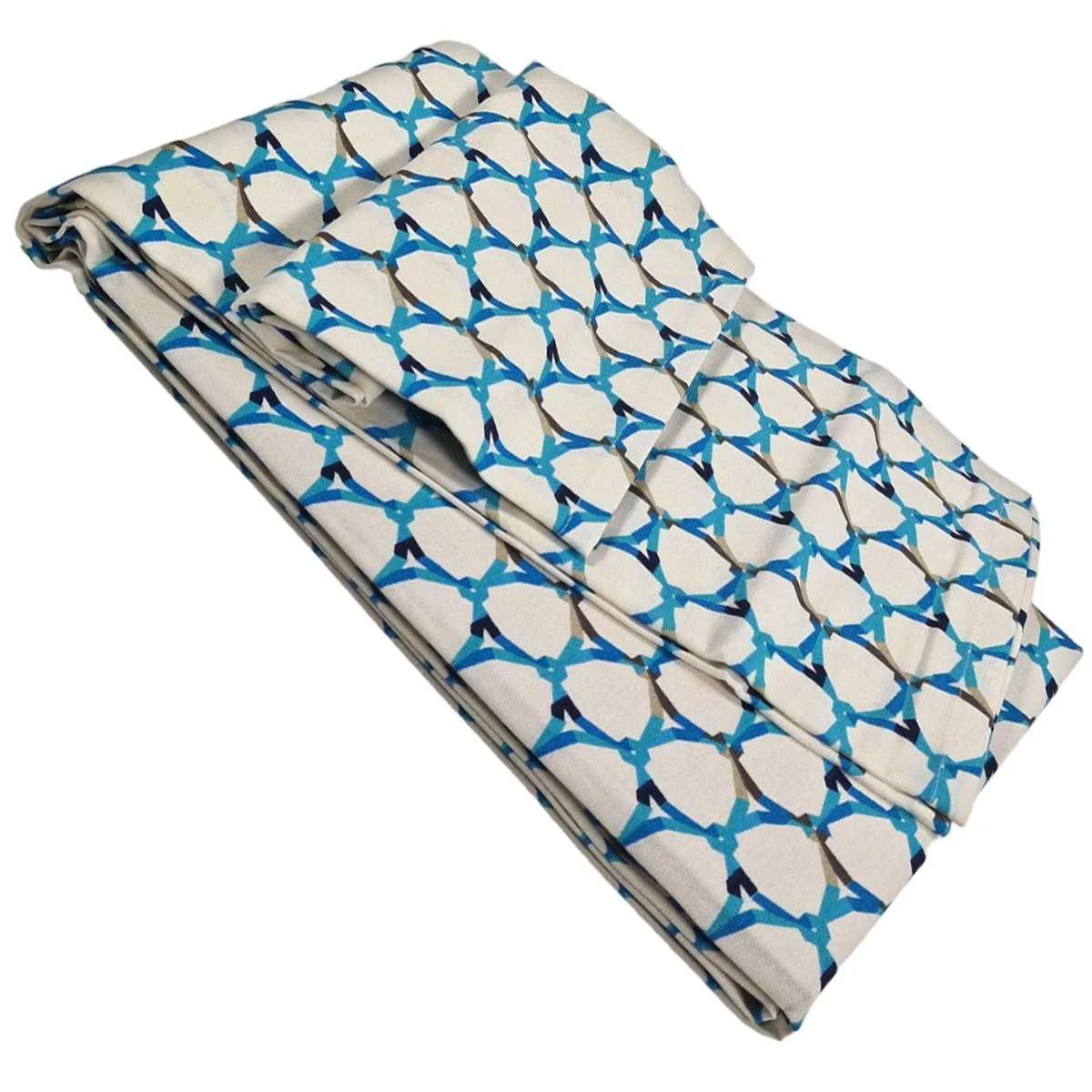 Tovaglia cm.140x240 Cotone Fantasia Rete Azzurra