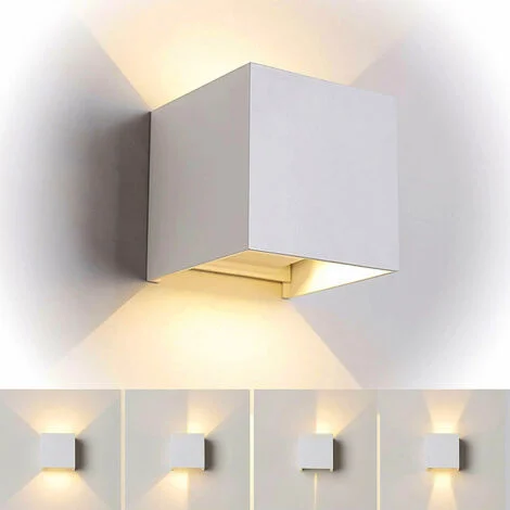 APPLIQUE LED 12W DA PARETE PER ESTERNO IP65 CUBO BIANCO - EFFETTO LUMINOSO BIDIREZIONALE REGOLABILE