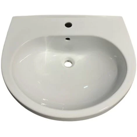 Lavabo Donatello New sospeso o su colonna cm. 58x53 bianco lucido