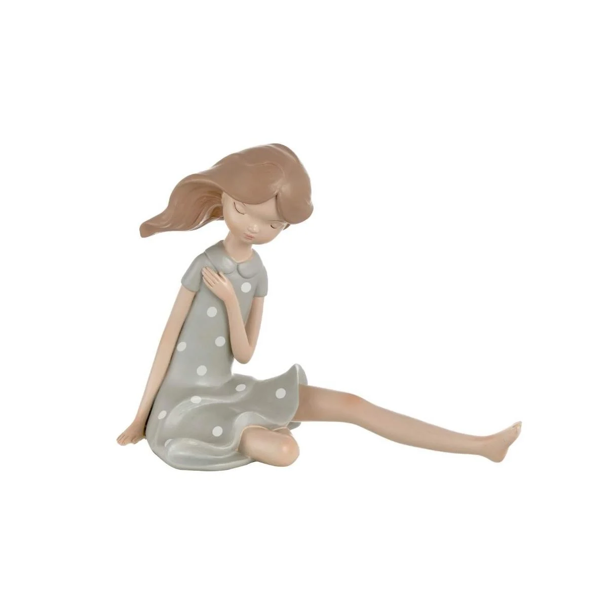 Statua Ragazza Dream Seduta con Capelli al Vento cm.14