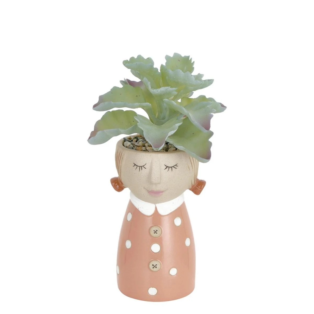 Vaso Ceramica Girl Pop con Abito Rosa Pianta cm.20