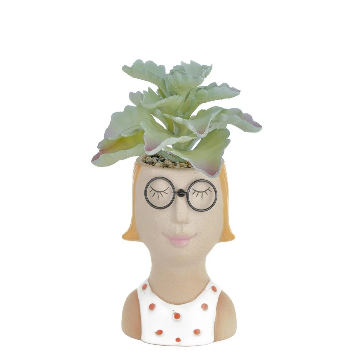 Vaso Ceramica Girl Pop con Occhiali Pianta cm.21