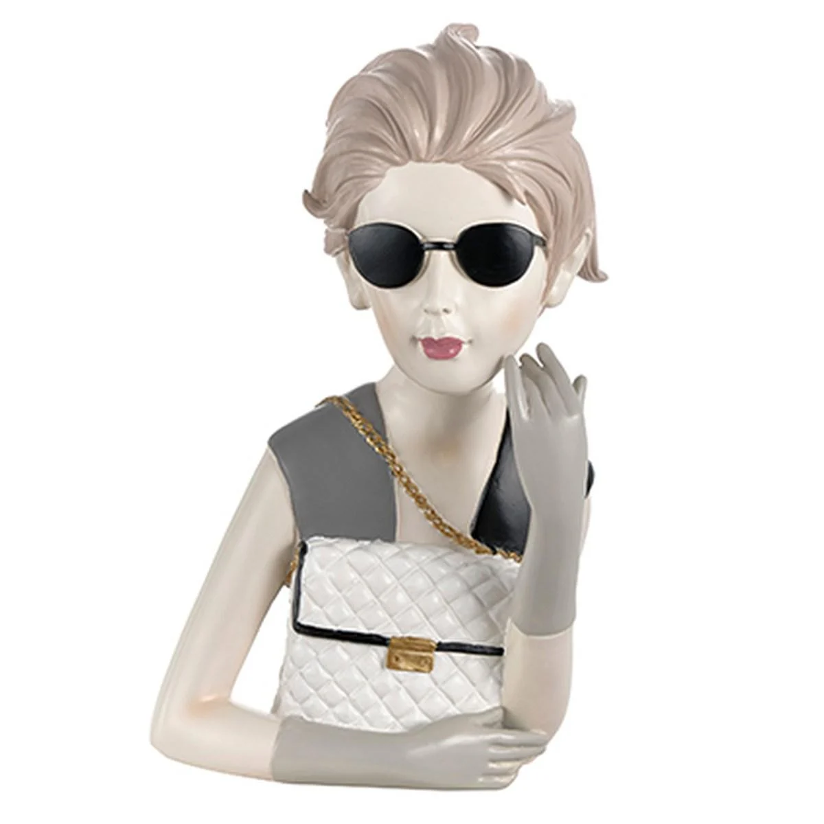 Statua Busto Ragazza Dreamt. con Borsa e Occhiali cm.30