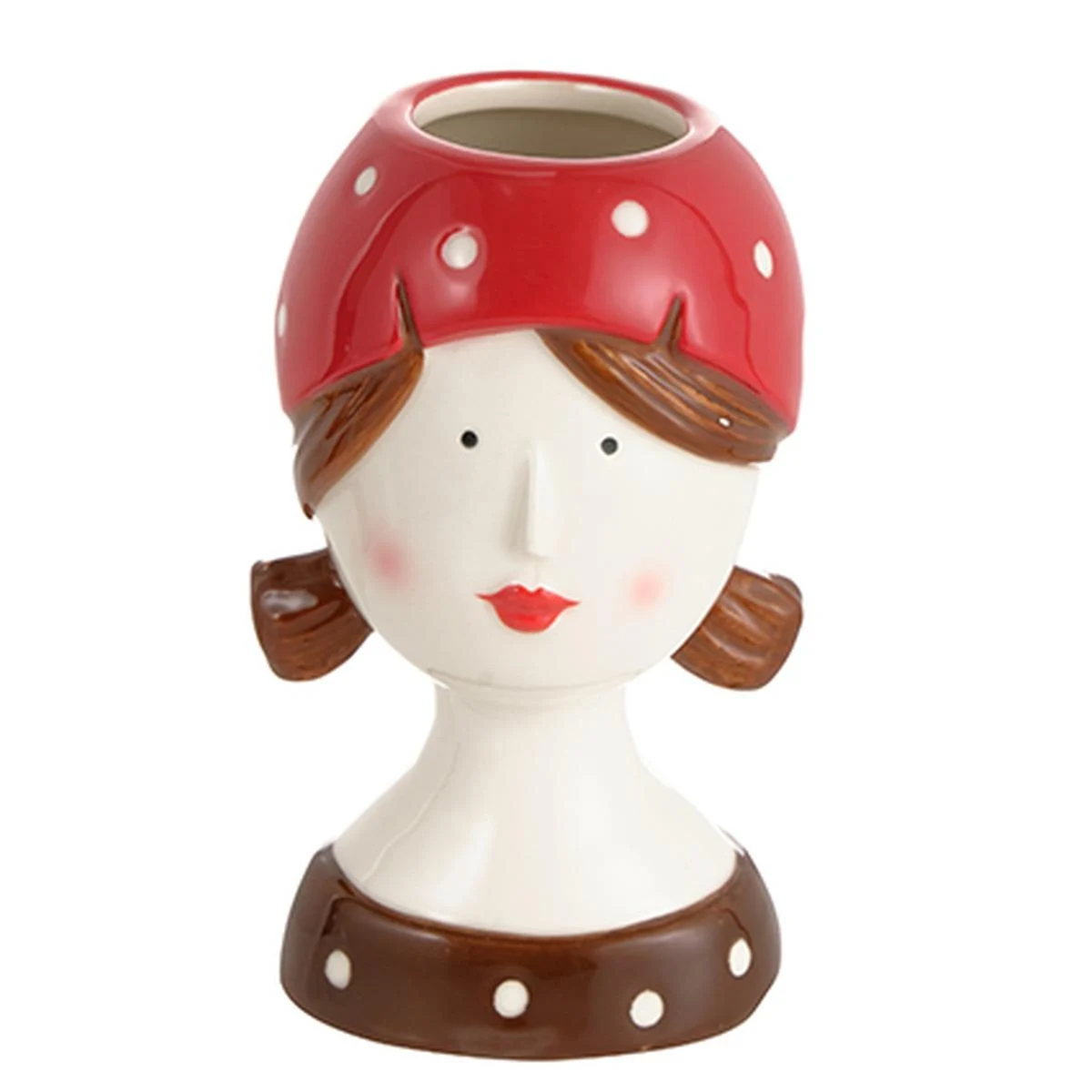 Vaso Ceramica Girl Coco con Bandana e Cocche cm.8x12,5