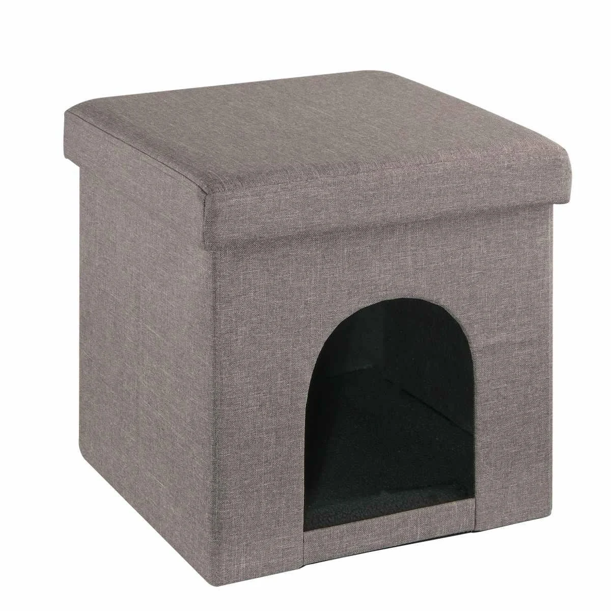 Cuccia Pouf Pieghevole Tessuto Grigio cm.38x38
