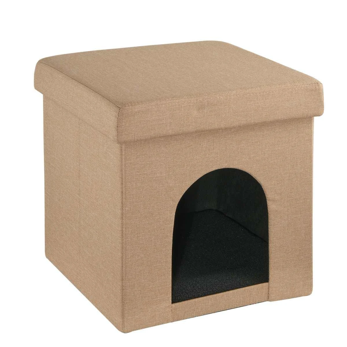 Cuccia Pouf Pieghevole Tessuto Tortora cm.38x38