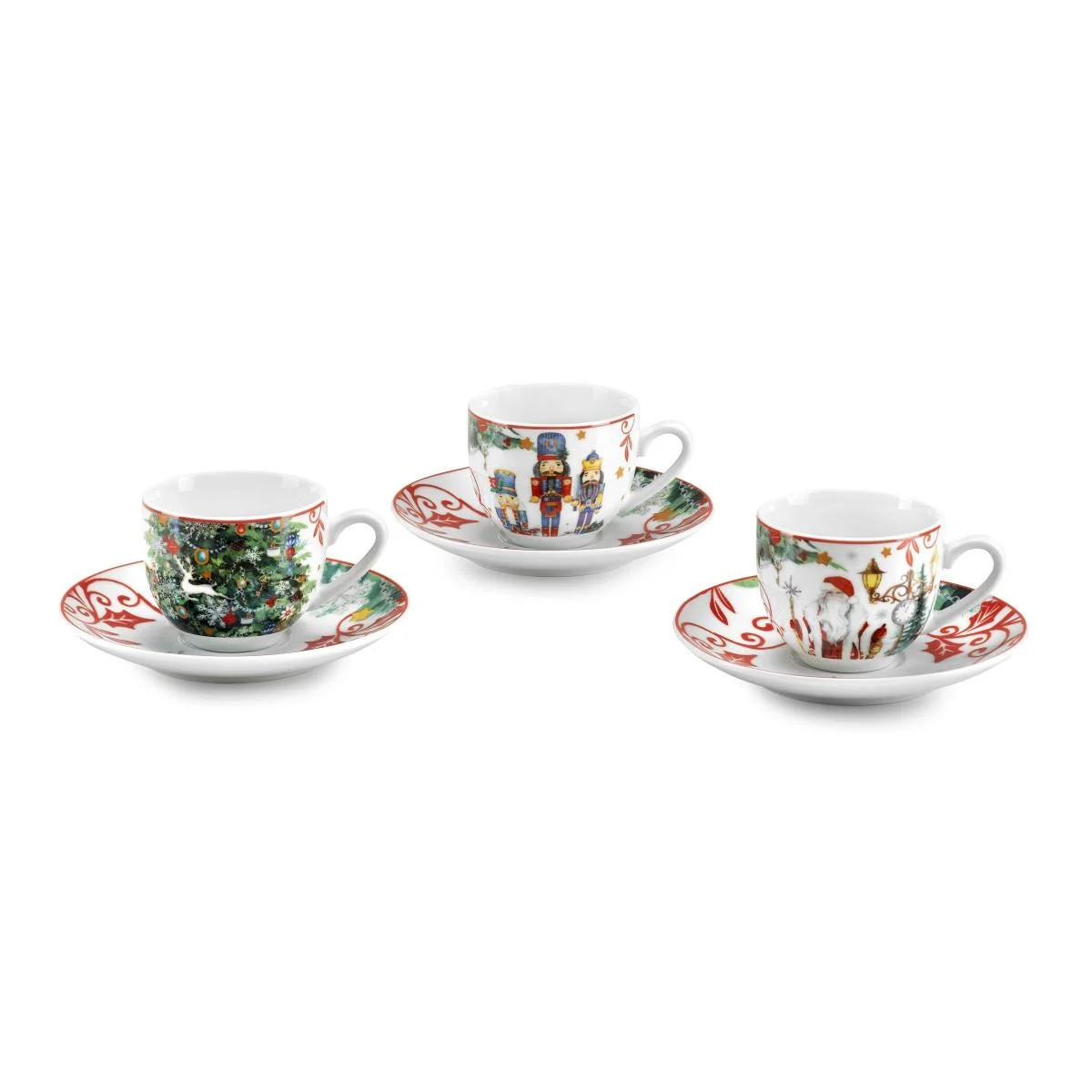 Tazzine Caffè Natalizia Set pz.6 Porcellana Fade Xmas Dreamt. con Piattini
