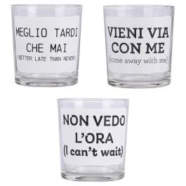 Set 3 bicchieri acqua 270 ml con scritta, Moods Sibilla