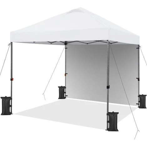 Yaheetech Gazebo Pop Up 3x3 m Impermeabile con 1 Parete Laterale Stabile con Protezione UV in PVC Gazebo da Giardino Pieghevole in Metallo con Borsa da Trasporto per Feste Matrimoni Picnic Bianco