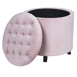 Pouf contenitore multiuso, rosa cipria, Sibilla