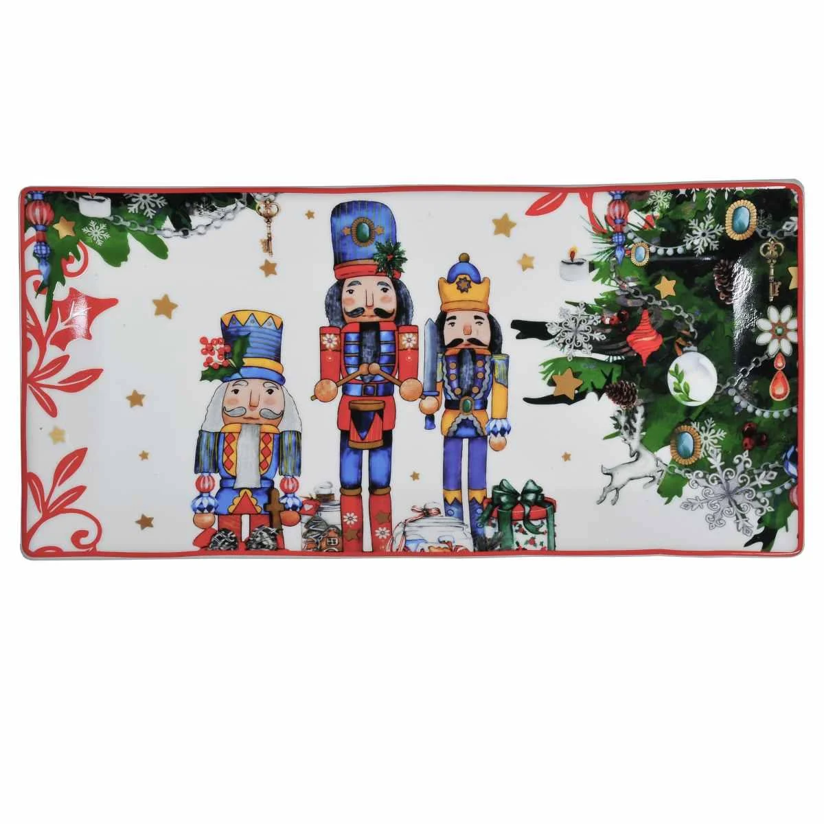 Vassoio Porcellana Fade Xmas Dreamt. Rettangolare cm.31x15