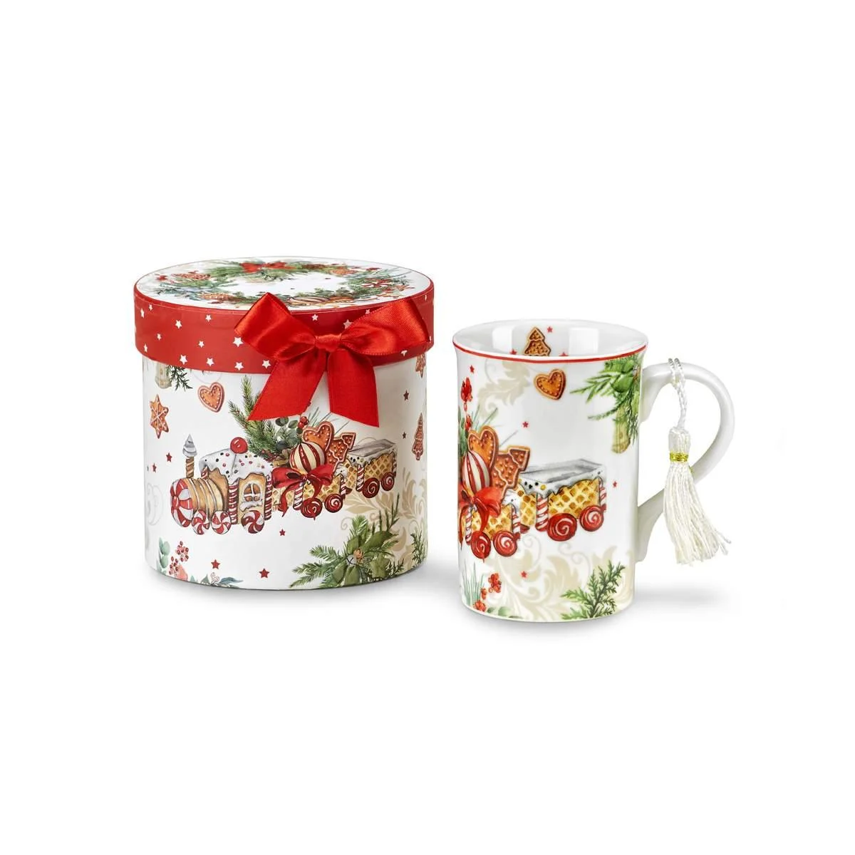 Tazza Natalizia Colazione Natale Colazione Porcellana Fade Gingerbread cm.12x11