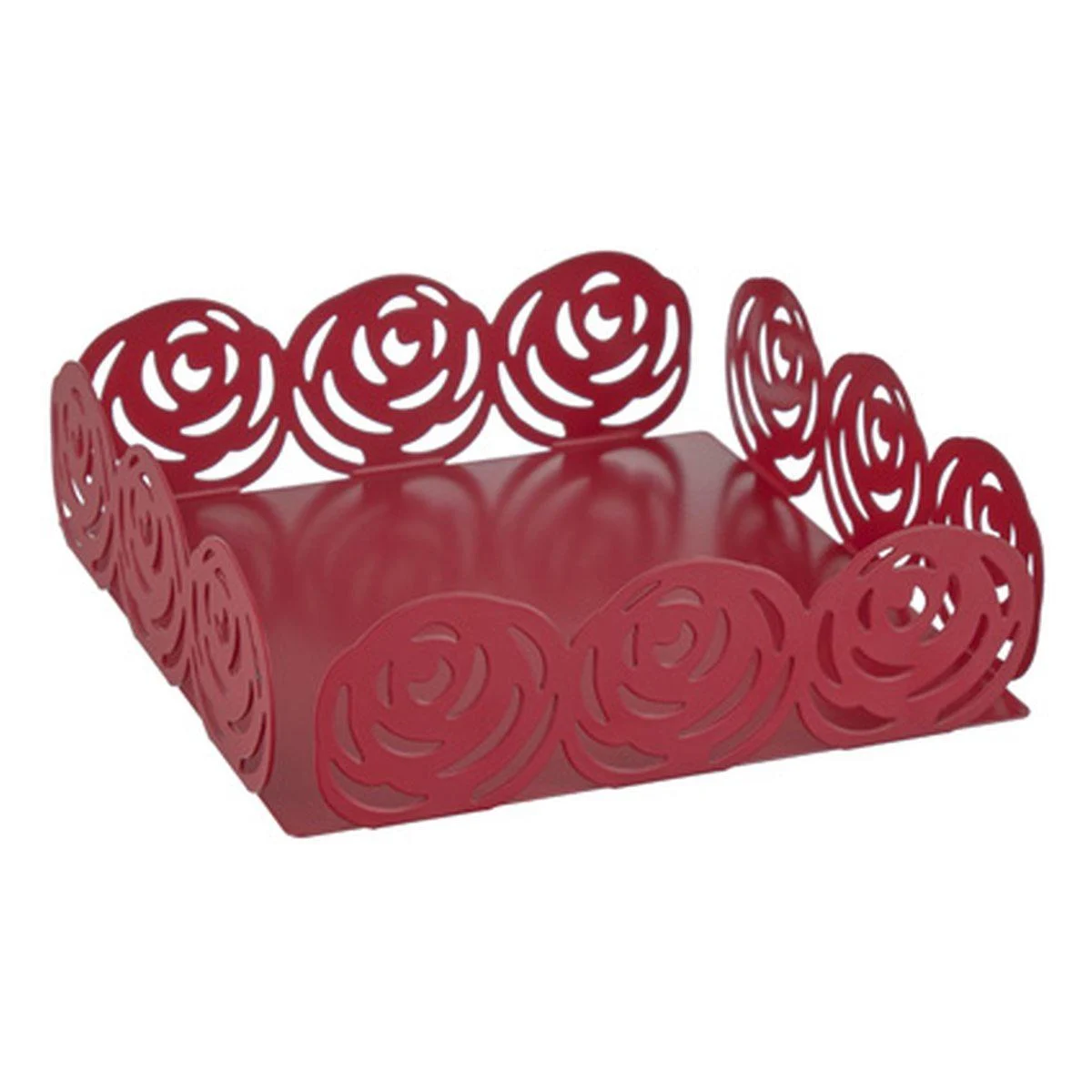 Portatovaglioli Metallo Rose Rosse 17x17x5,5