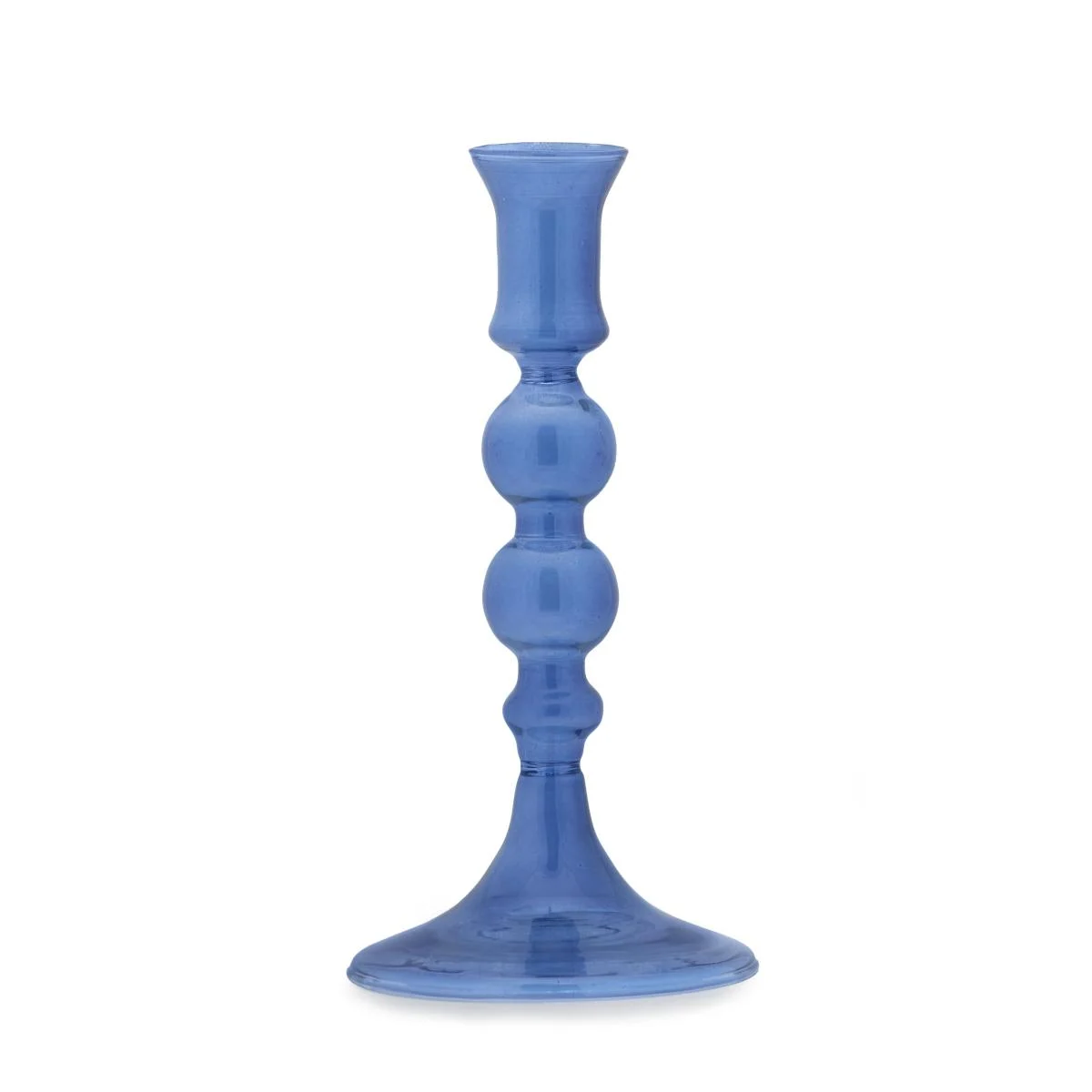 Candeliere con 1 Posto Candela Vetro Azzurro cm.20