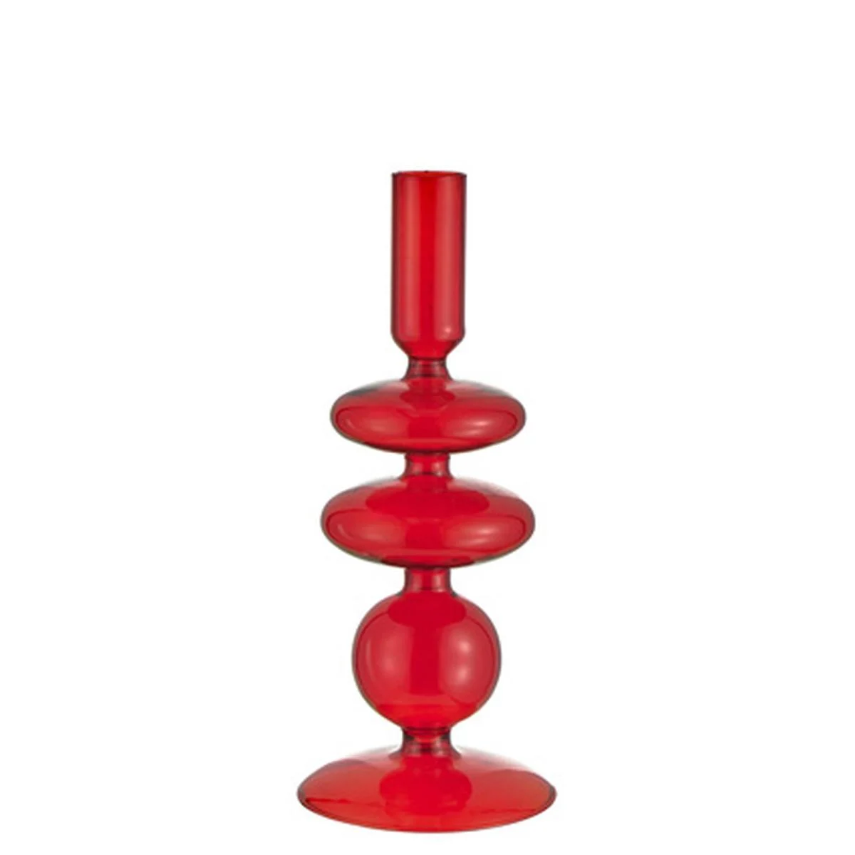 Candeliere con 1 Posto Candela Vetro Rosso Sagomato cm.8,5xh22