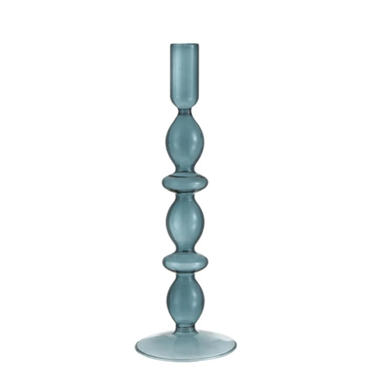 Candeliere con 1 Posto Candela Vetro Azzurro Sagomato cm.8,5xh26,2